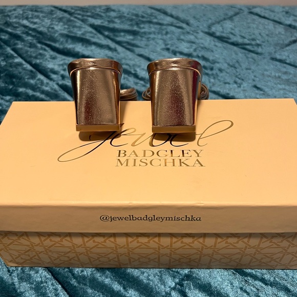 JEWEL BAGDLEY MISCHKA  women gold block heel sandals/size 6.5 - Picture 10 of 12